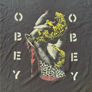 Obey Shepard Fairey Stencil Graphic Tank Top with Tiger & High Heel